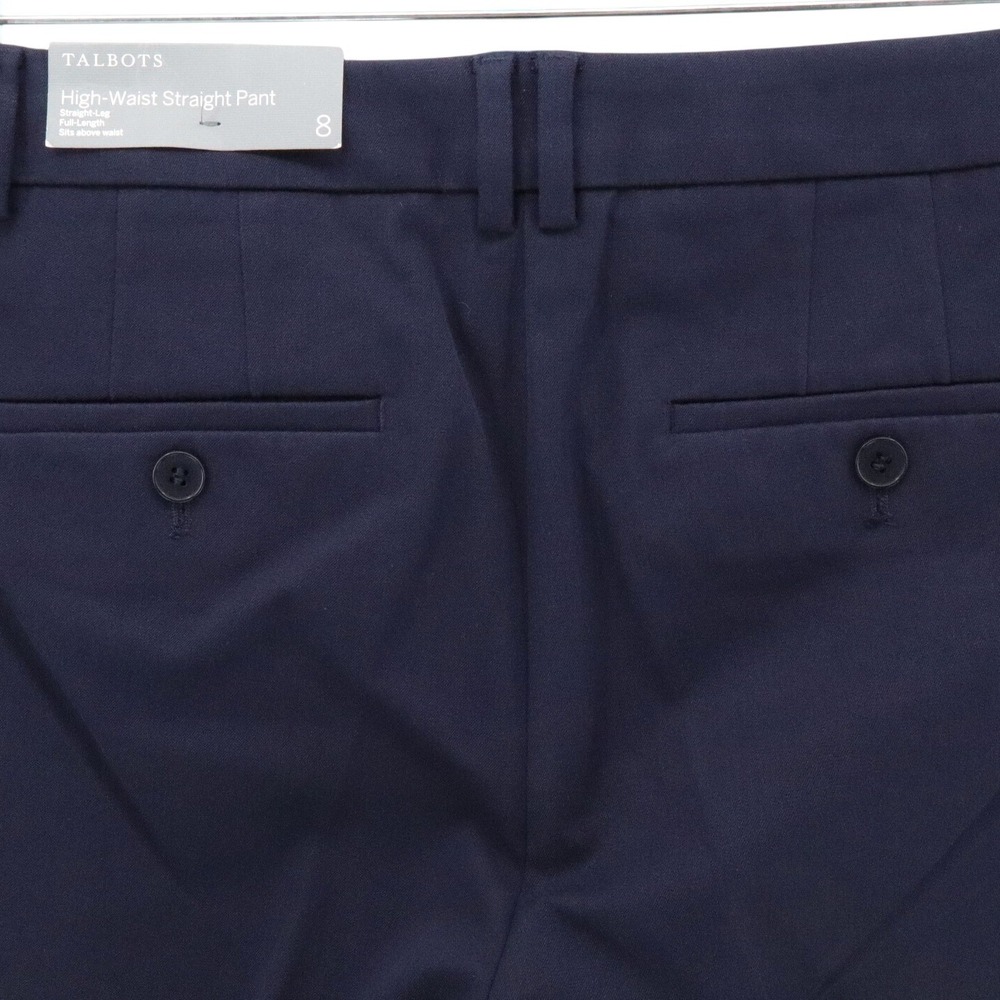 NWT Talbots High Waist Straight Leg Trousers Navy Blue Dress Pants Size 8 - Picture 7 of 9